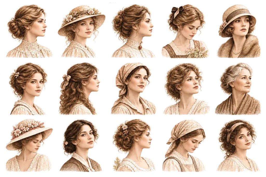 15 Portraits Femmes Vintage PNG – Silhouettes Anciennes, Clipart Généalogie et Scrapbooking