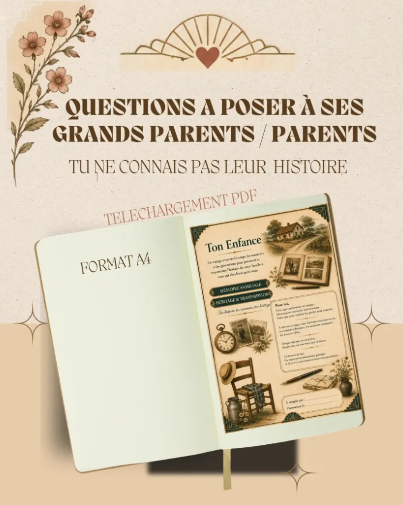 Questions à poser à ses Grands Parents ou à ses Parents Style Art déco/ Femme